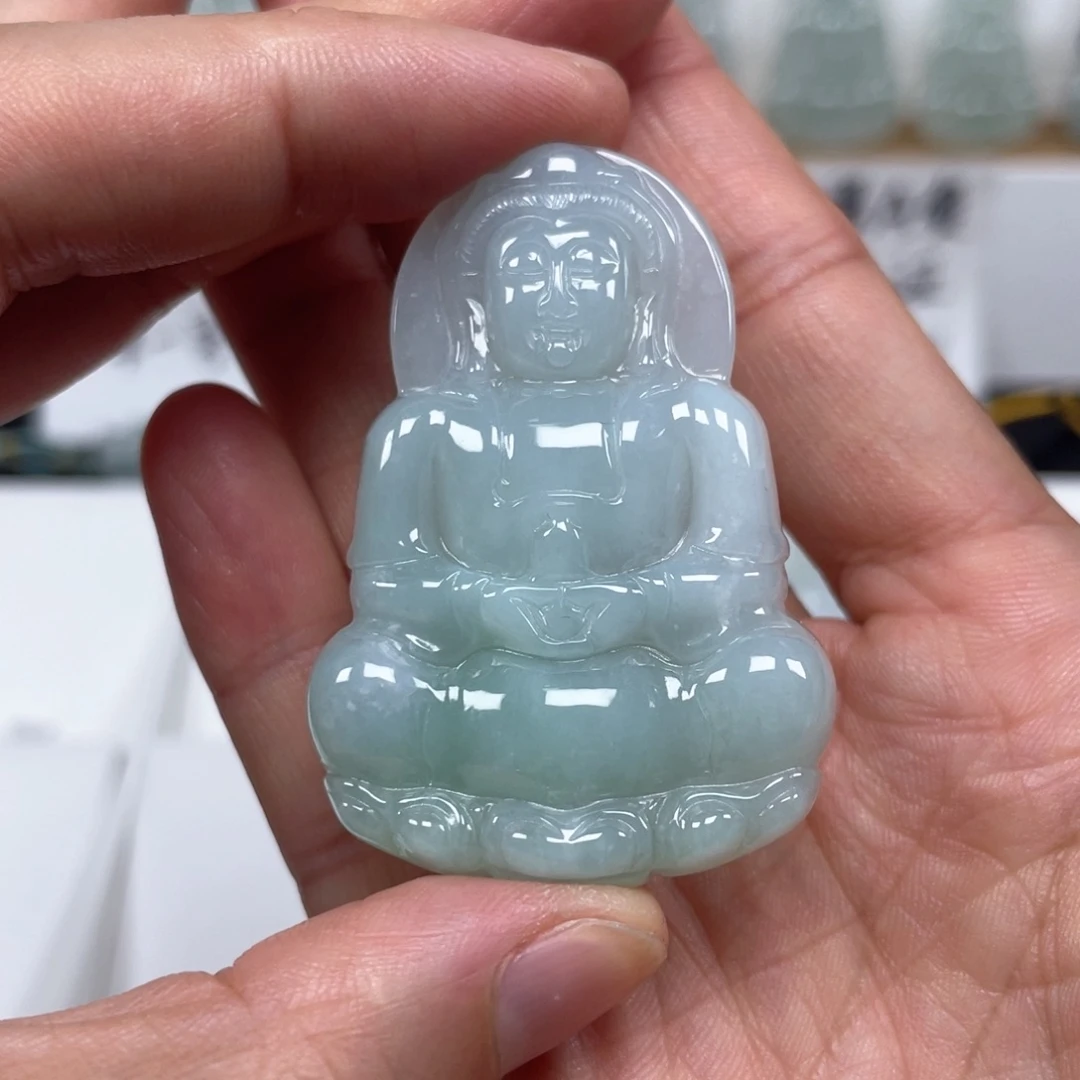 翡翠颈饰未镶嵌天然翡翠A货观音11号