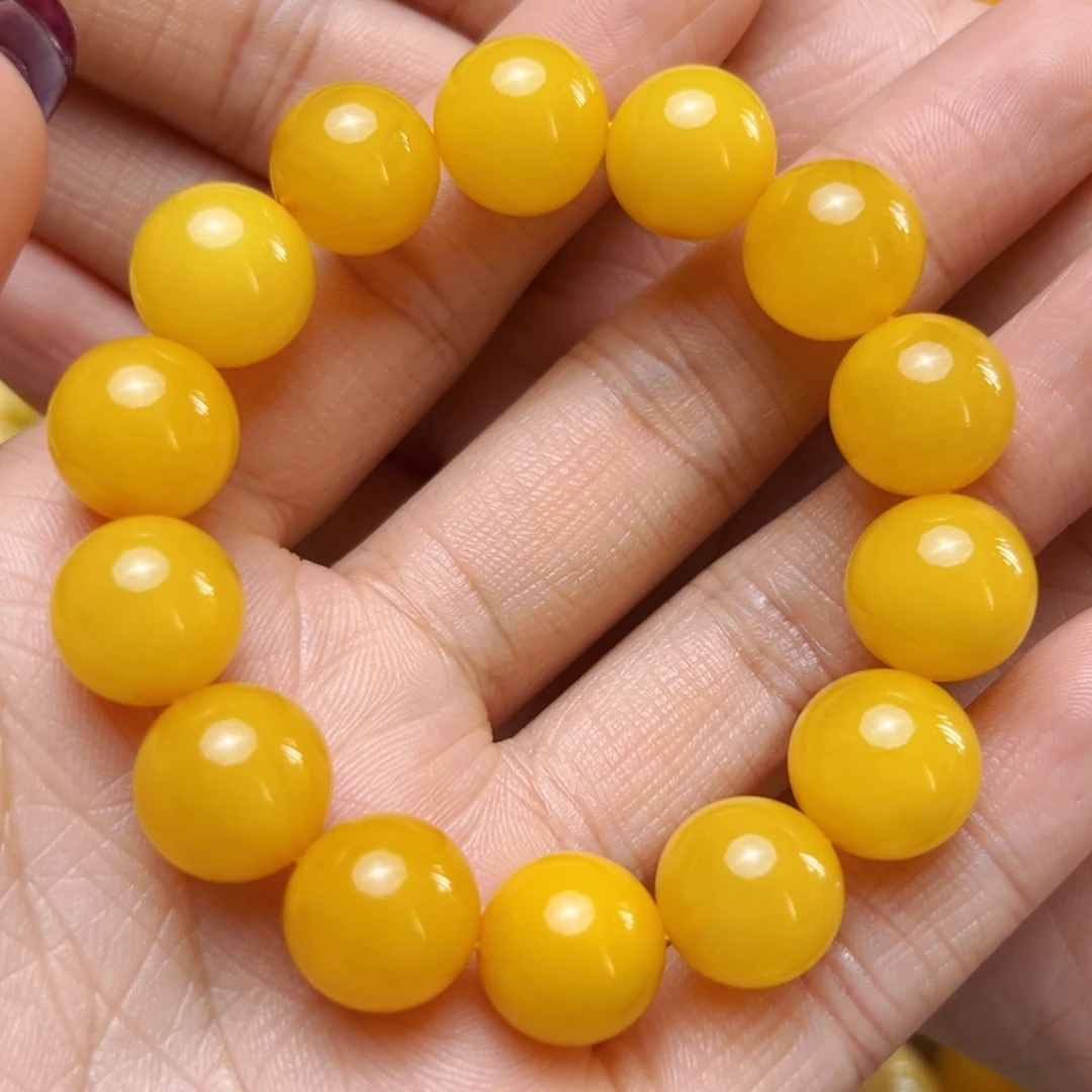 蜜蜡裸石未镶嵌13mm鸡油黄单圈