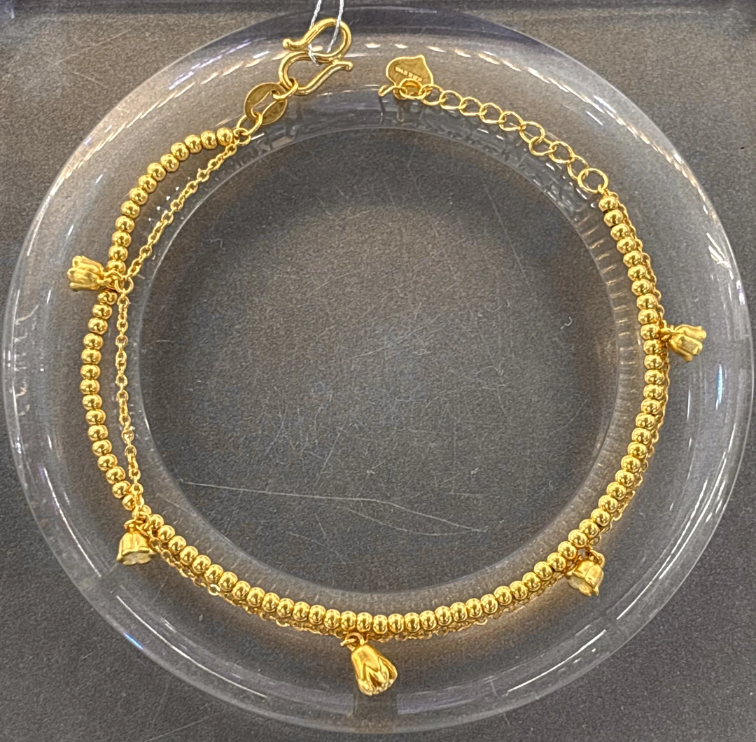 2D足金臻选铃兰花手链7.3g