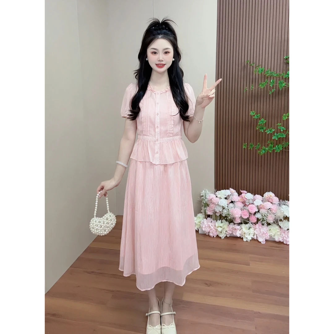 MYC 2025夏季新款高级感温柔风时尚减龄吊带上衣半身裙子三件套