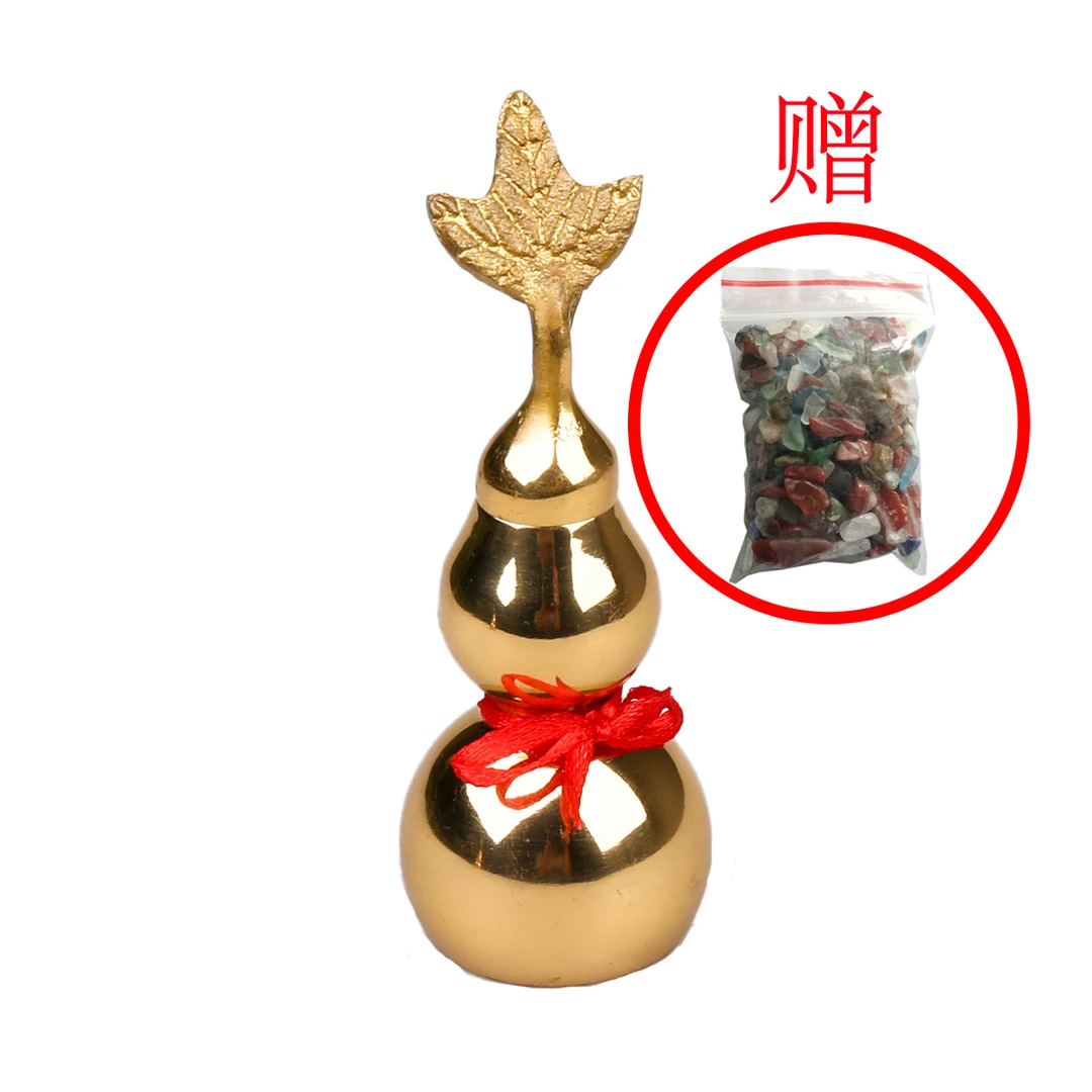 【姚易君推荐】5寸铜葫芦摆件（配水晶石）工艺品金色