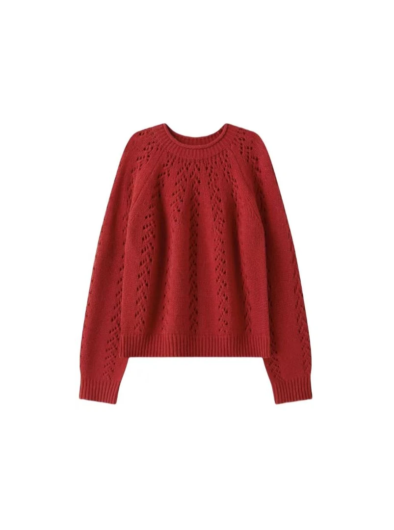 女款；07346镂空圆领毛衫