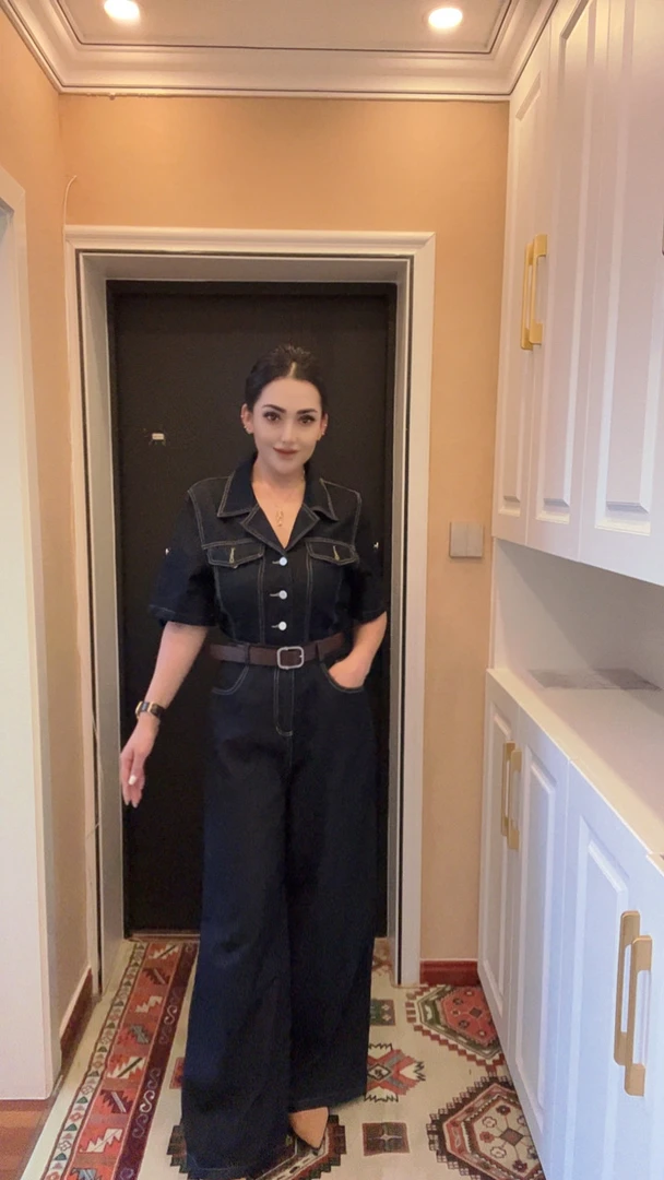 2025女生夏季款牛仔连体裤时尚穿搭潮流女装