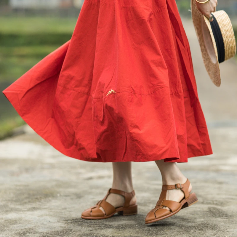 法式小皮鞋柔软牛皮舒适文艺百搭编织凉鞋圆头罗马鞋