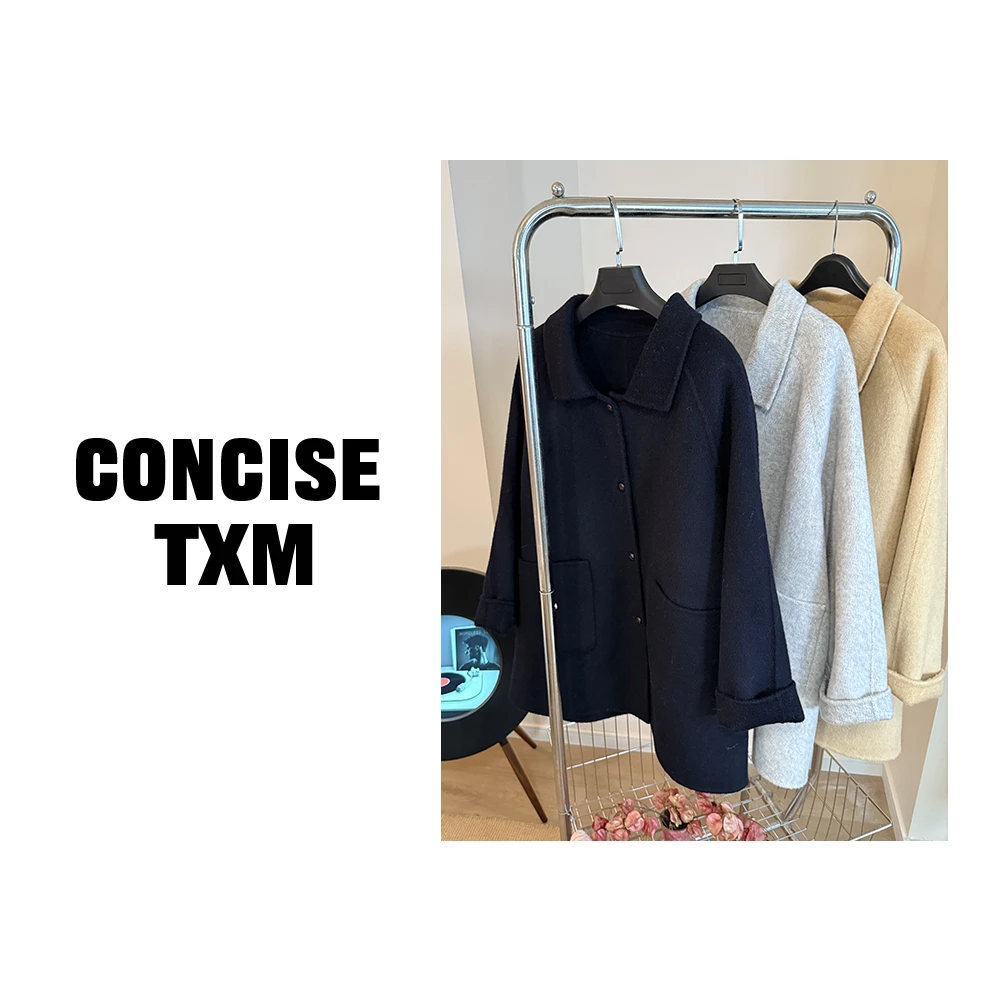 【唐小木】小翻领中长大衣 冬季新款时尚百搭羊毛大衣 DY1106