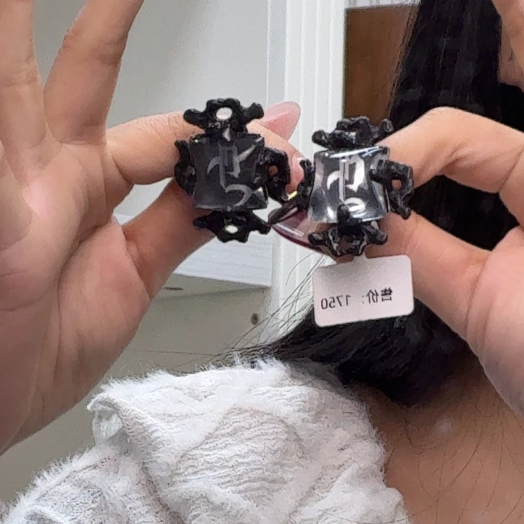 琉璃合金玻璃合金复古黑色耳夹