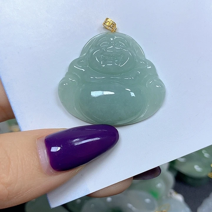 翡翠18K金镶嵌颈饰挂件