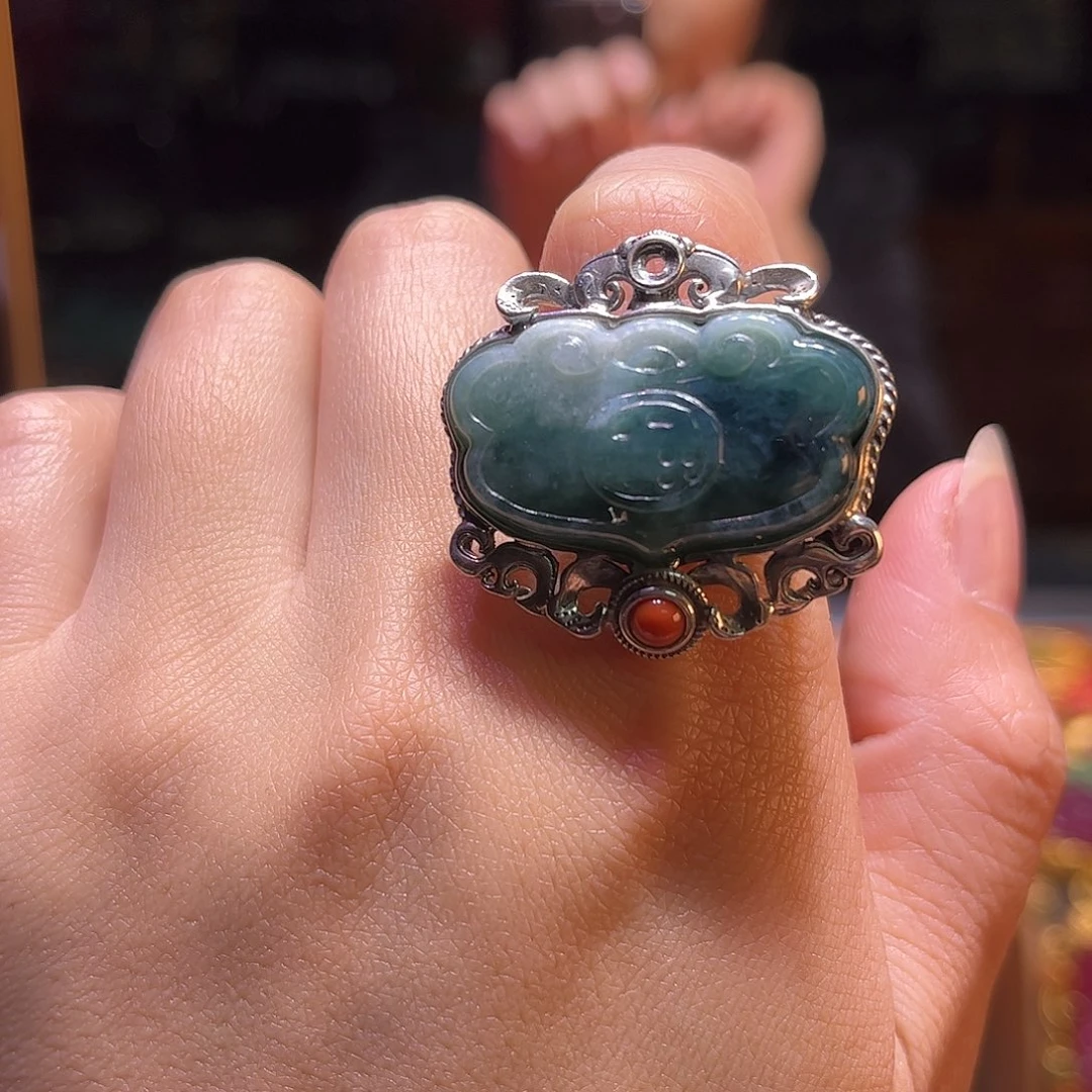 翡翠银S925镶嵌戒指