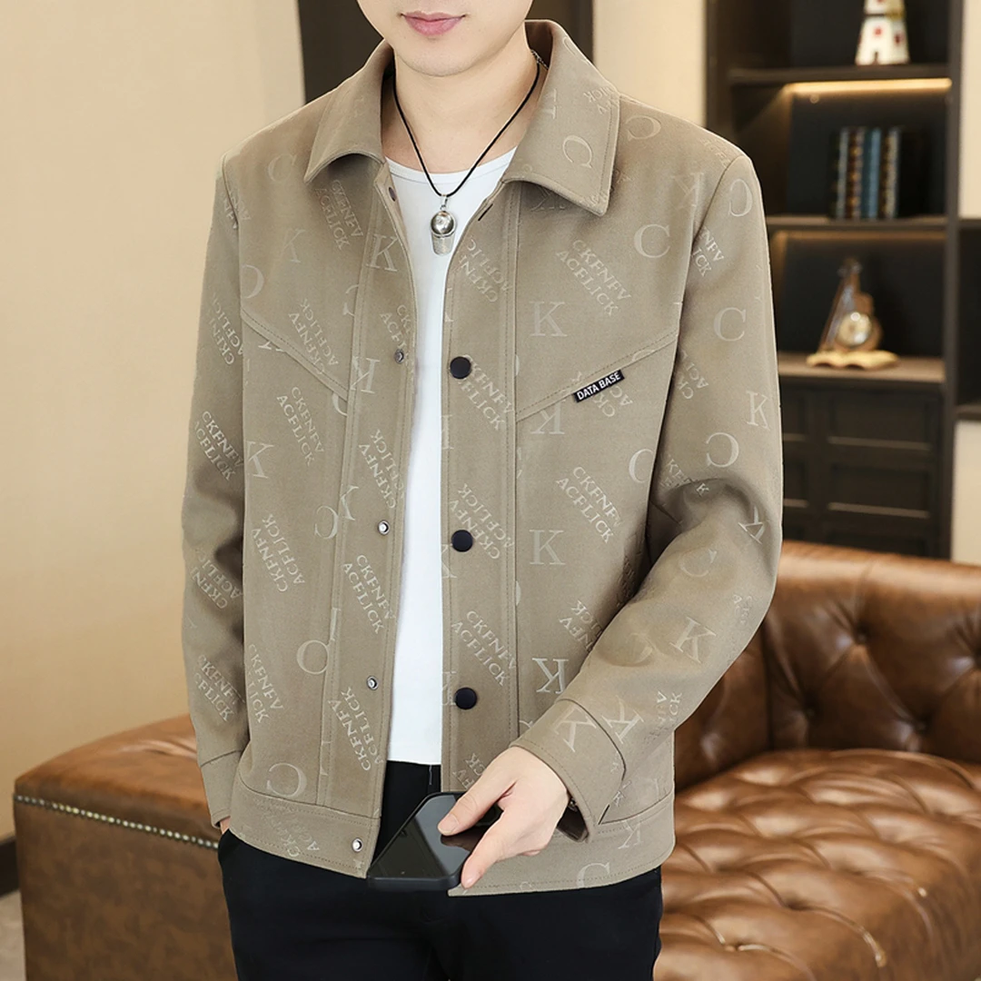 DESITASH秋冬季翻领夹克男加厚青年轻奢高端痞帅短款风衣男装潮流