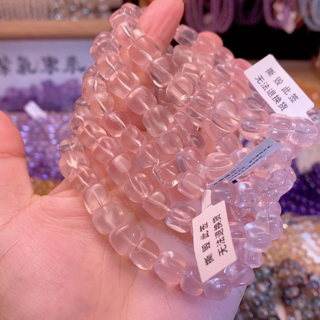 水晶手链未镶嵌粉晶方糖卡9