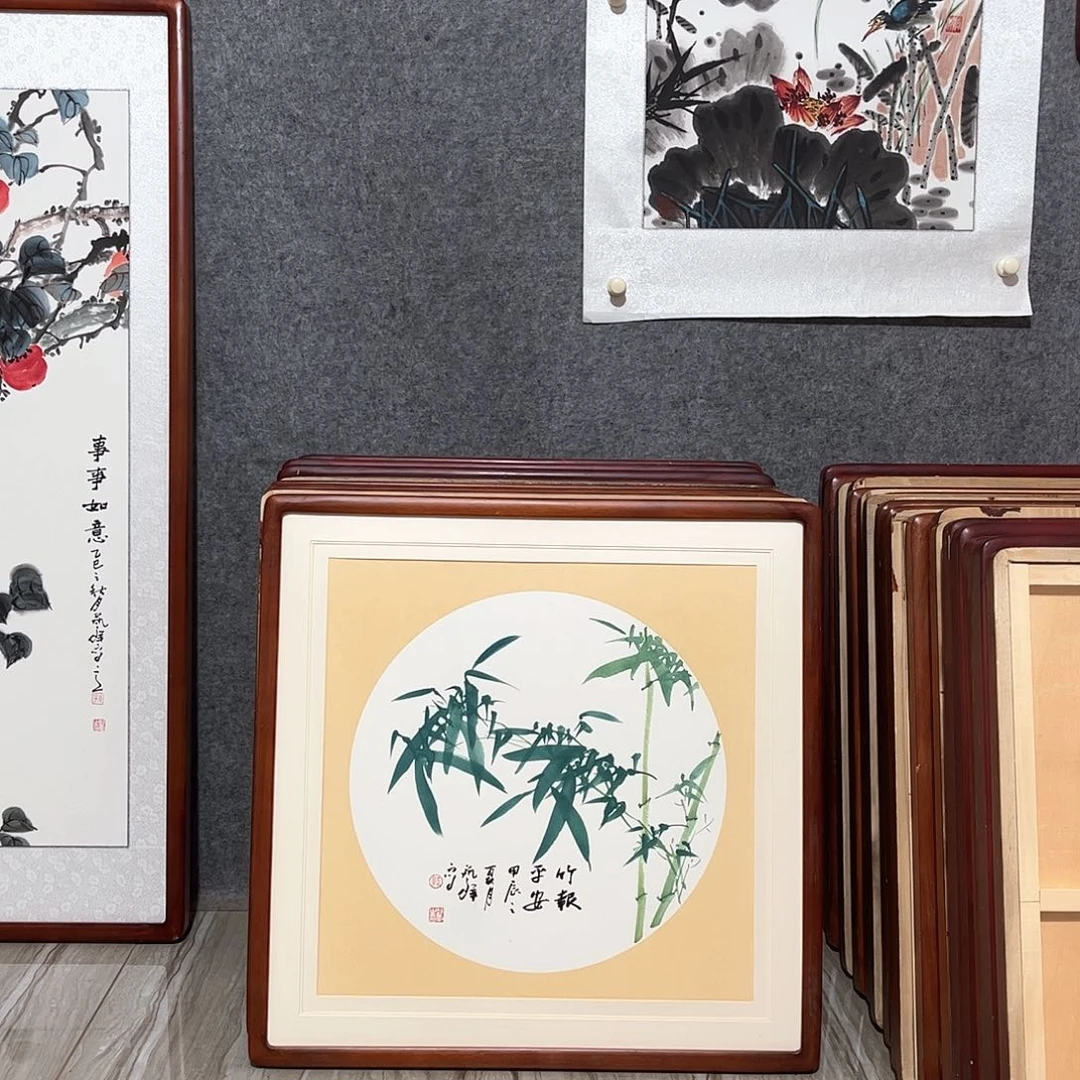 国画书画作品带框63×63