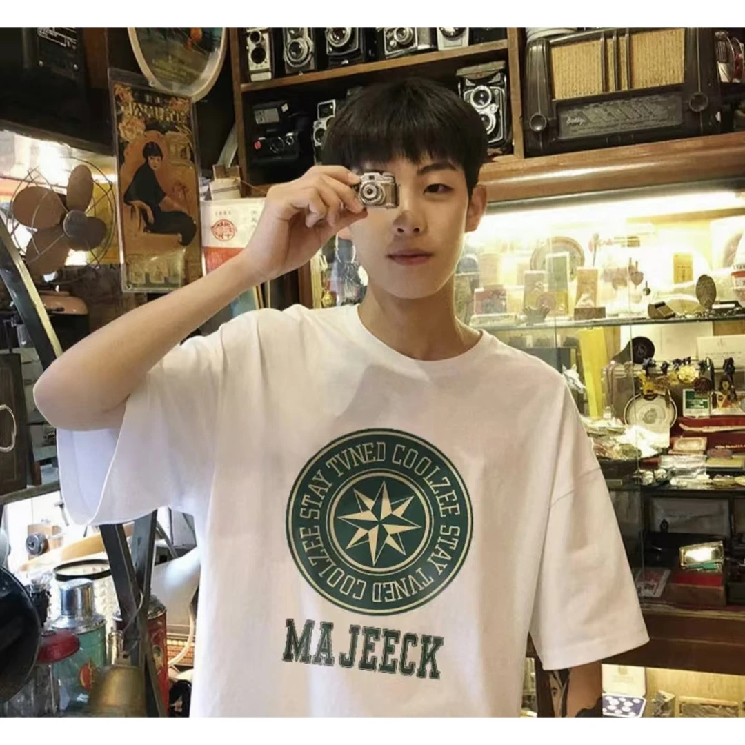 简约短袖男士运动百搭宽松休闲时尚圆领透气半袖T恤夏季男装