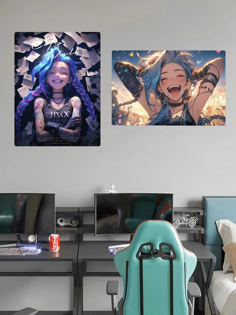 英雄联盟金克斯 pvc20x30x2 卧室 客厅 家居 晶瓷画挂画