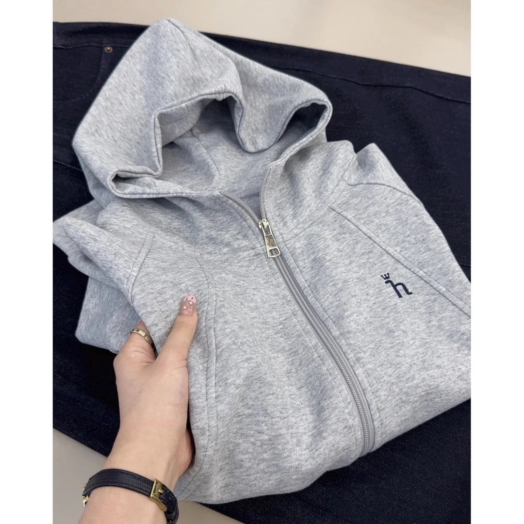 运动连帽卫衣」推荐~！百搭休闲刺绣卫衣女宽松连帽开衫外套上衣秋