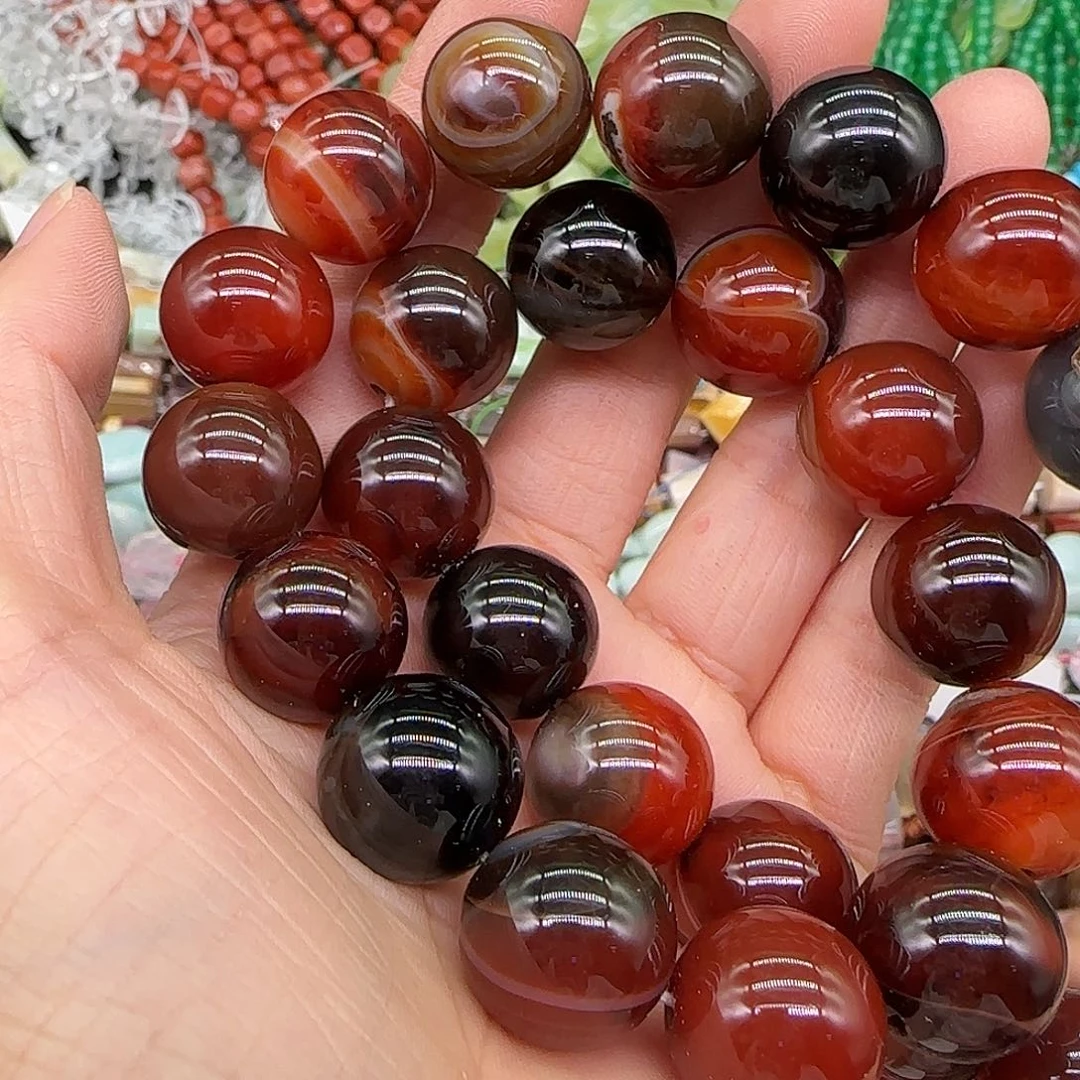 玛瑙/玉髓合金珠宝半成品梦幻玛瑙15mm一条