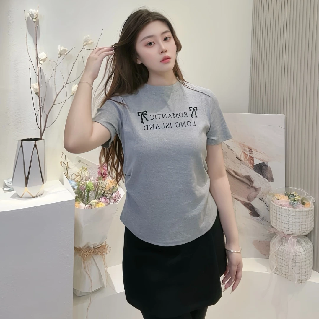 韩版25夏新款字母T恤简约高级洋气百搭修身