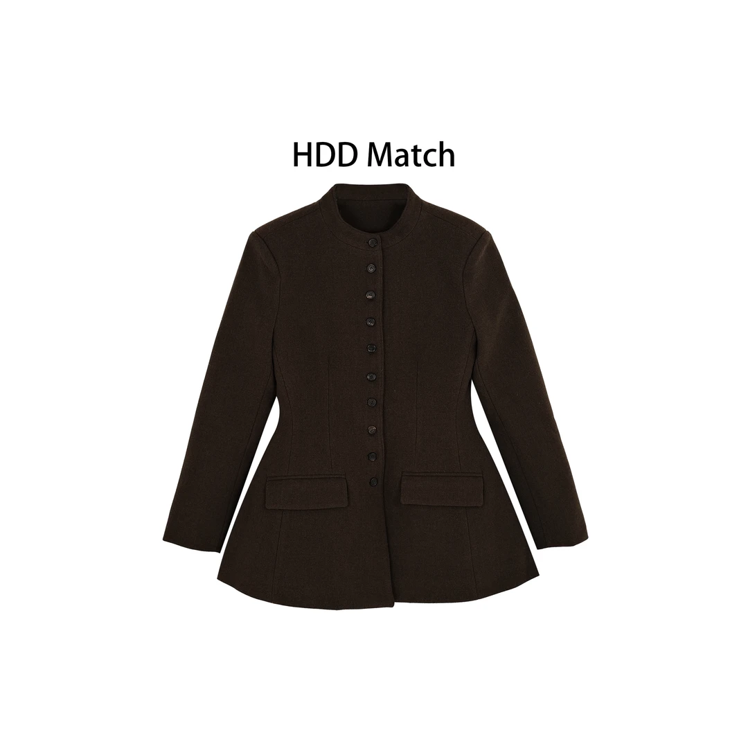 HDD- "英伦定制" 羊毛 女款收腰多扣设计修身外套 Y9896