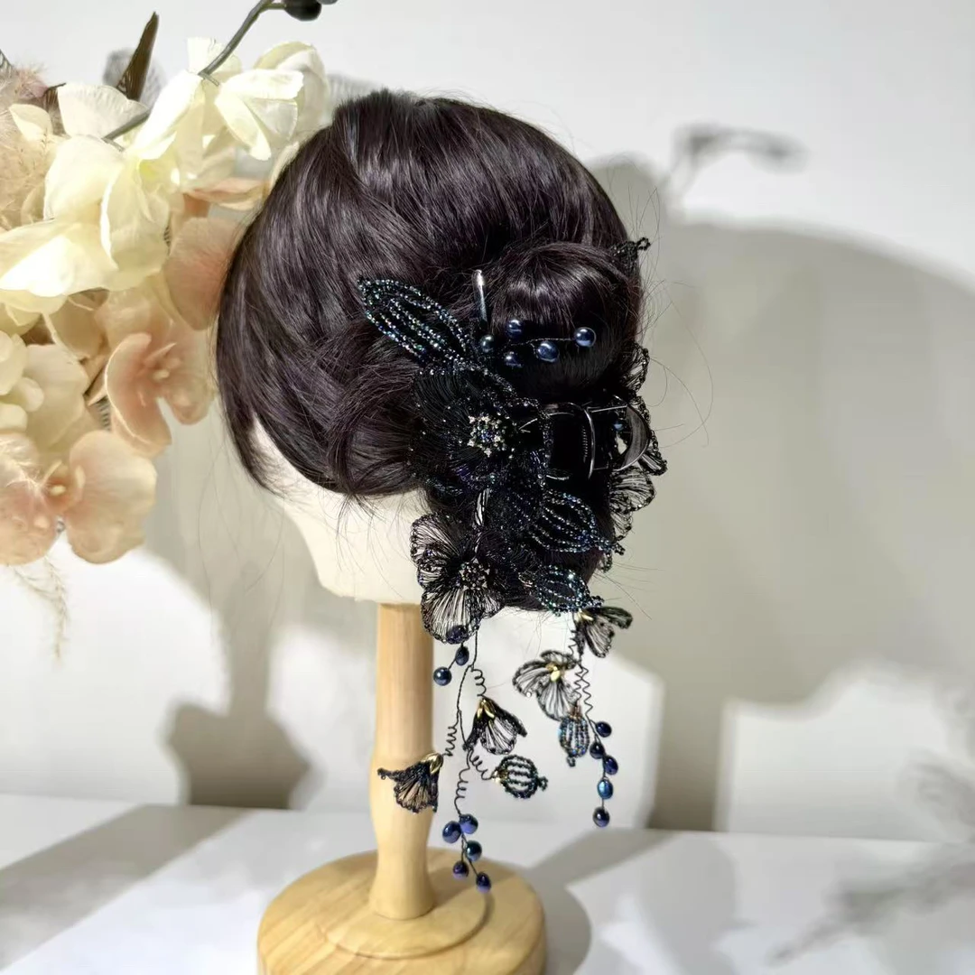 【莫奈海之星】黑夜玫瑰系列抓夹设计优雅时尚经典气质款