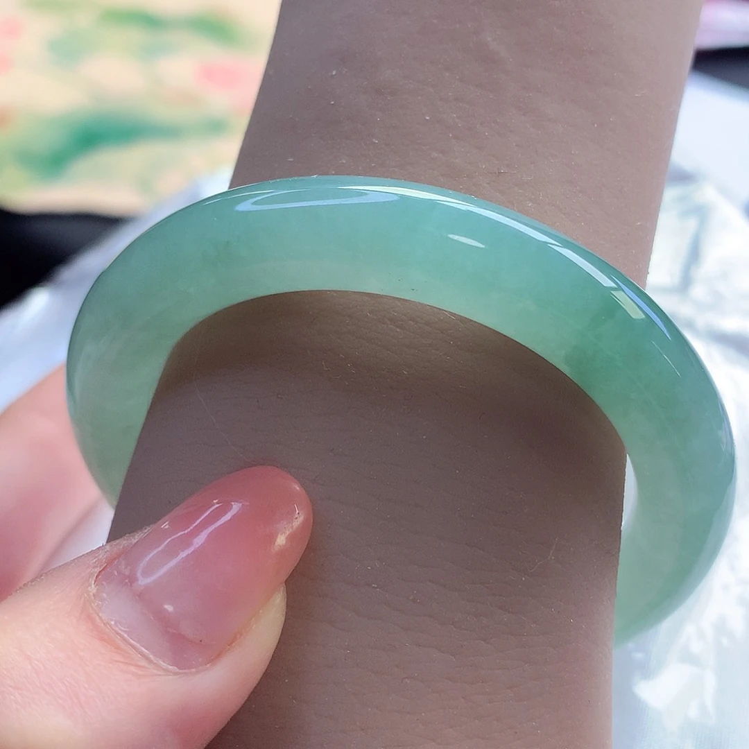 未镶嵌手镯翡翠天然A货翡翠50-51甜甜果绿 种色兼备