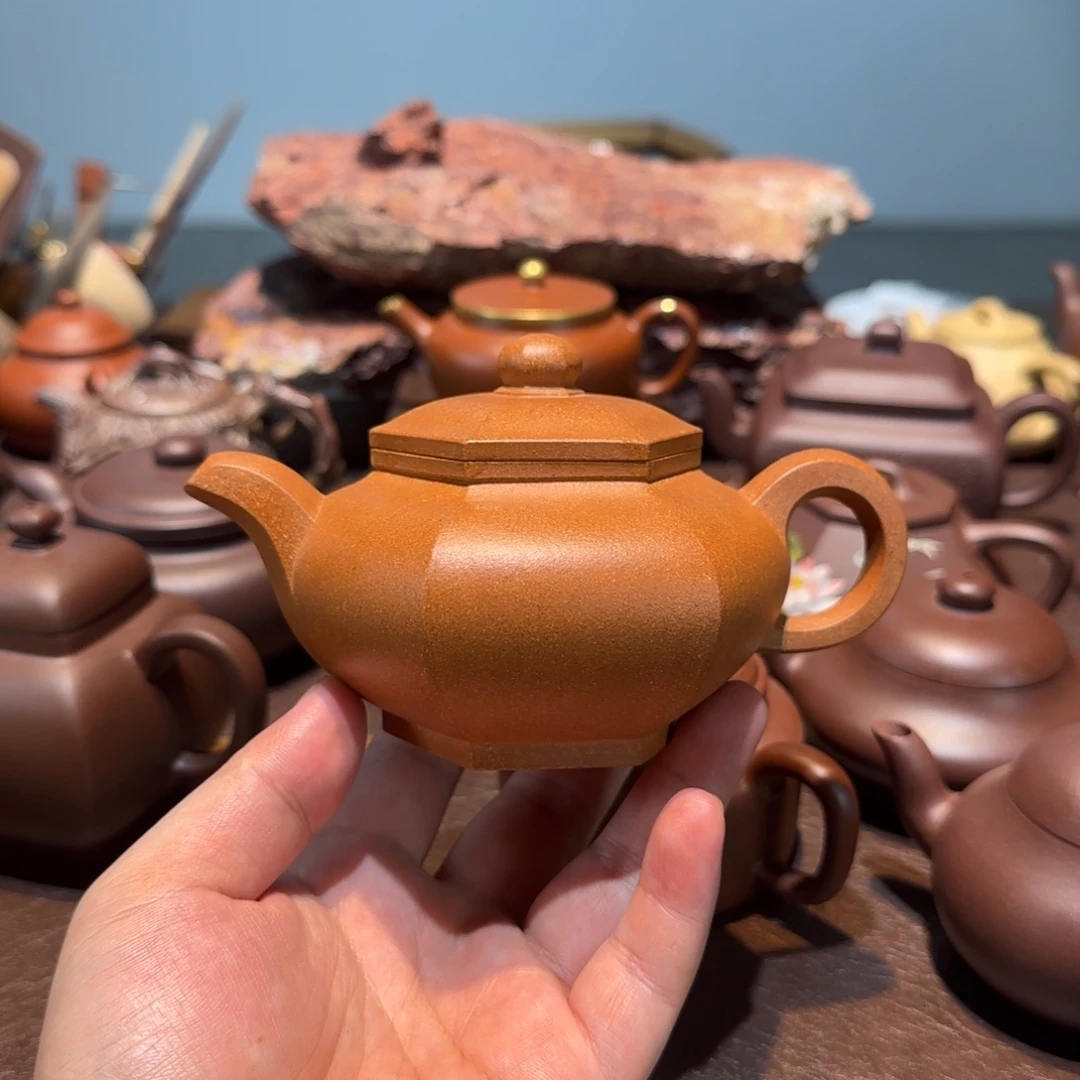 E***…紫砂茶壶黄金段藏六方壶