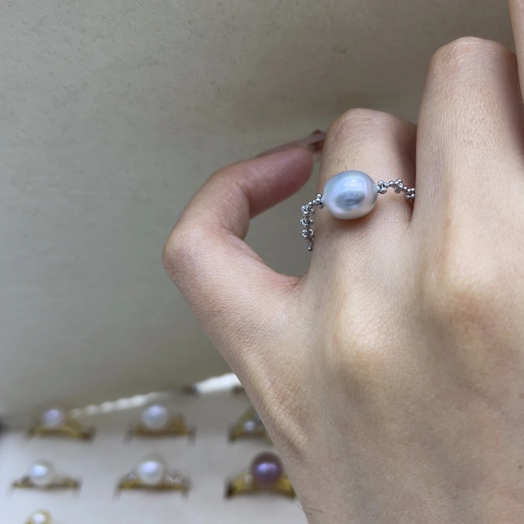 银S925镶嵌海水珍珠戒指