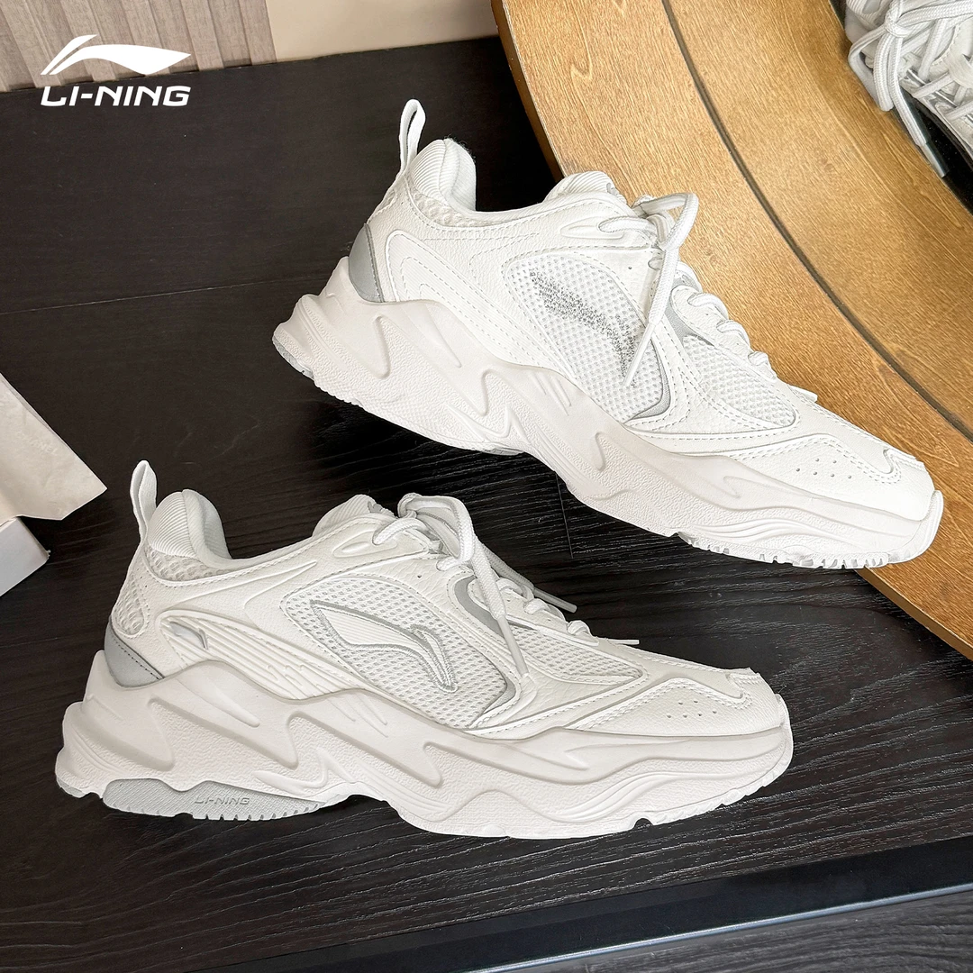 李宁女鞋子老爹鞋2025新款正品休闲鞋女款爆款百搭网面透气运动鞋