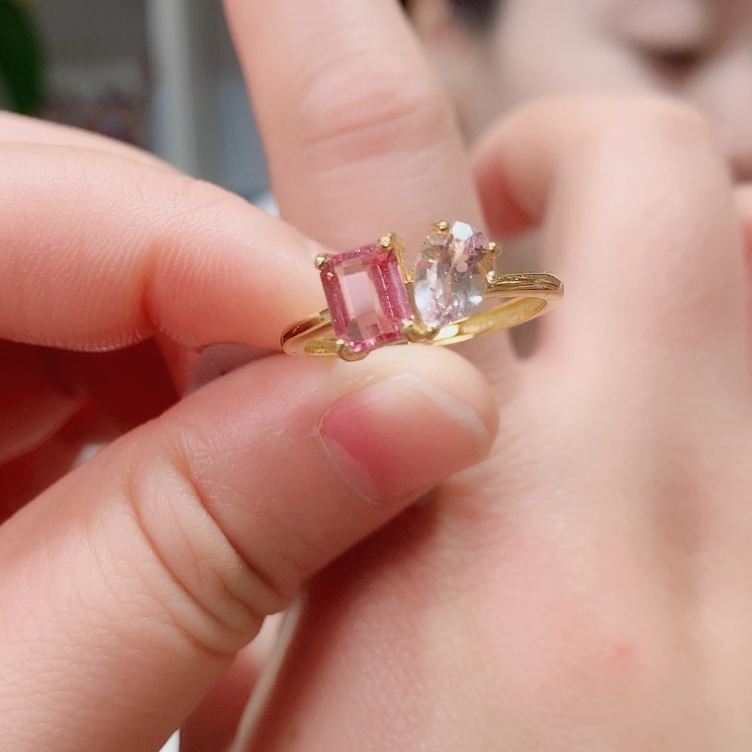 银S925镶嵌戒指碧玺