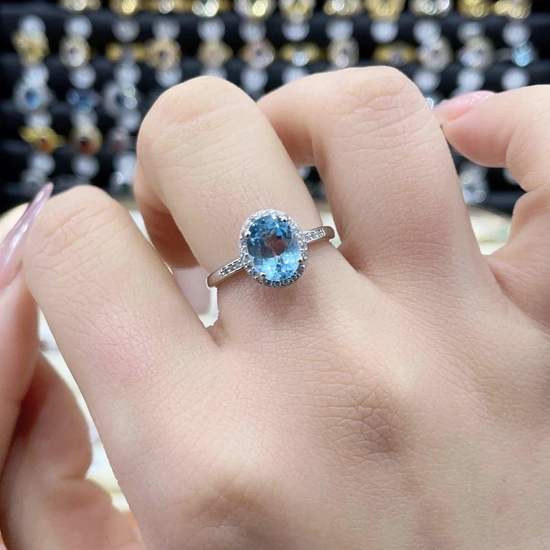 托帕石戒指银S925镶嵌