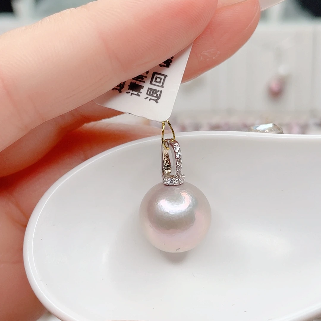 银S925镶嵌淡水珍珠吊坠(不含链)