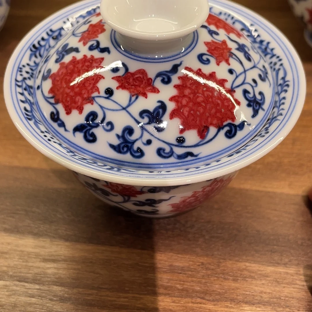 豌****釉里红盖碗粉丝福利！