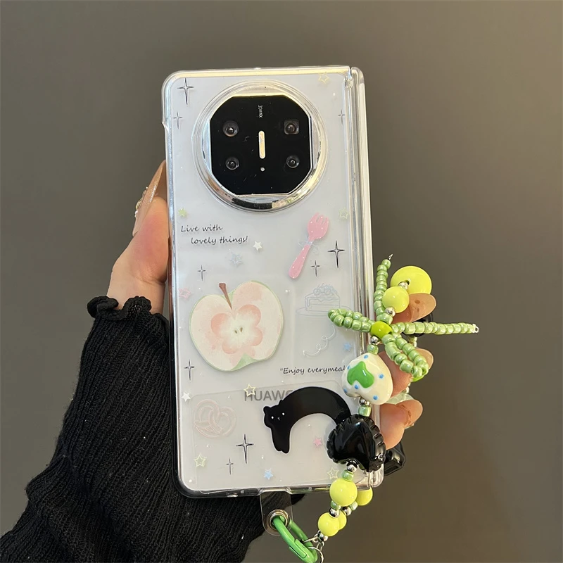 青苹果黑猫适用华为matex6/x5典藏版折叠屏手机壳matex3链条女款