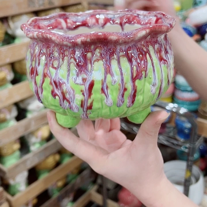 有孔，凑单福利满10元发货陶瓷多肉花盆！