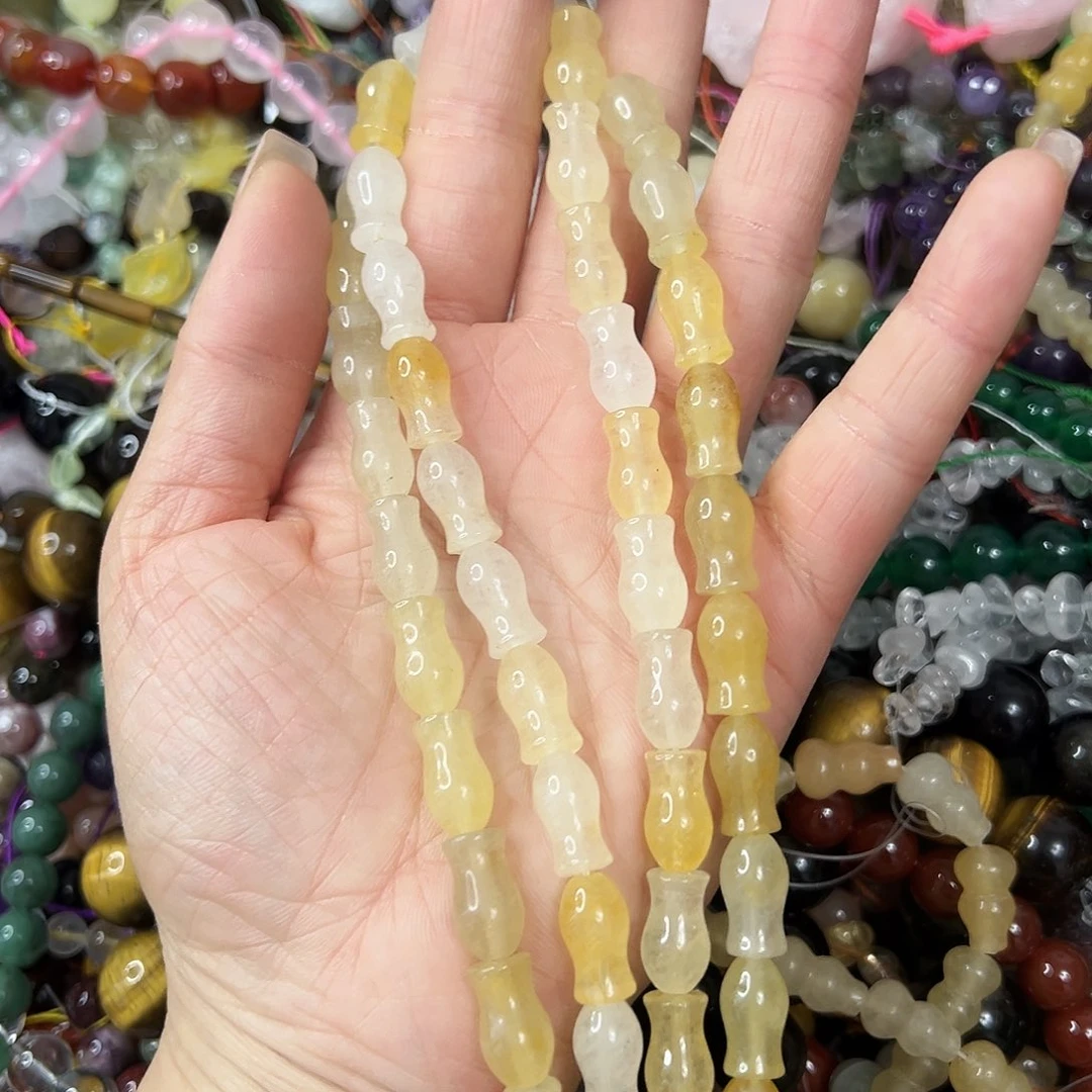 玛瑙/玉髓未镶嵌珠宝半成品，金丝玉花瓶一条