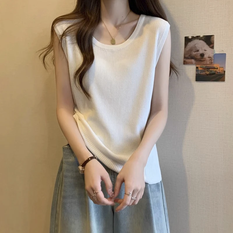 夏季大码显瘦吊带背心女外穿胖mm宽松遮肚内搭打底衫无袖针织上衣