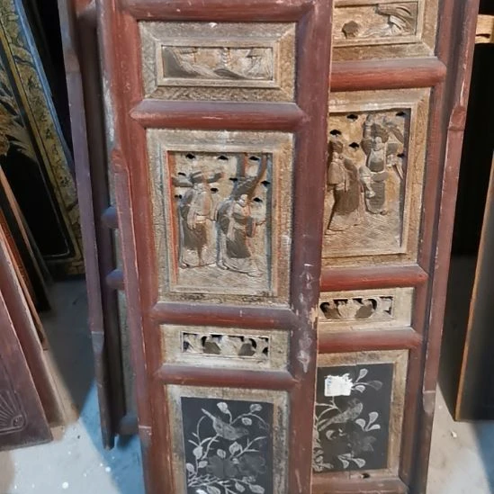 三***月香榧木老木雕花版四片