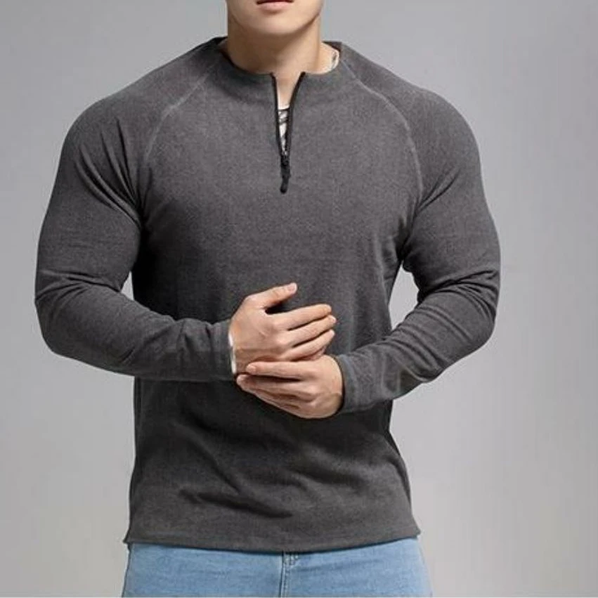 美式运动长袖新款跑步健身T恤男训练秋冬透气打底衫干速干衣弹力