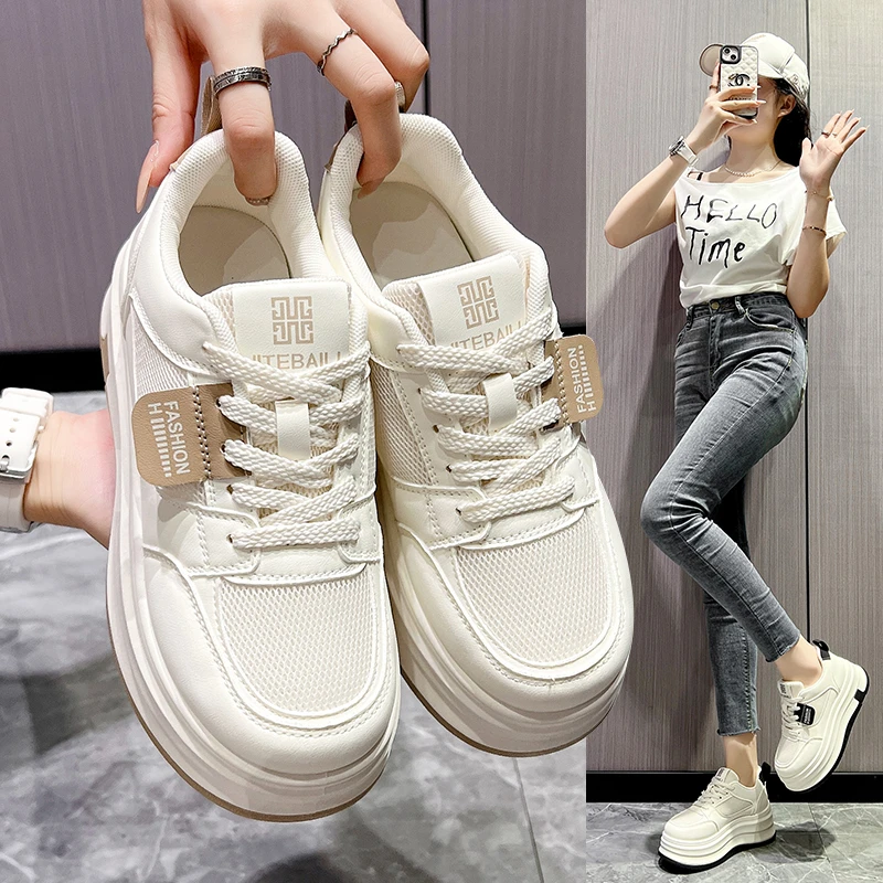 【跟高7CM】双网韩版小白鞋2025秋季运动鞋厚底增高鞋潮流休闲鞋A02