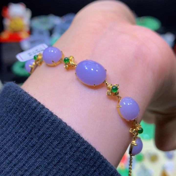 翡翠18K金镶嵌手链翡翠