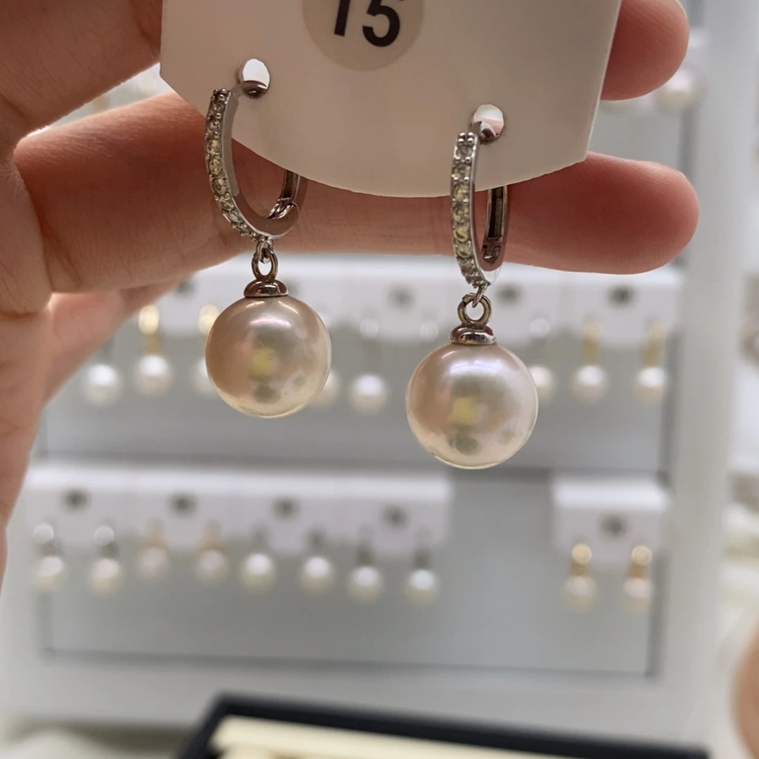 银S925镶嵌淡水珍珠耳饰