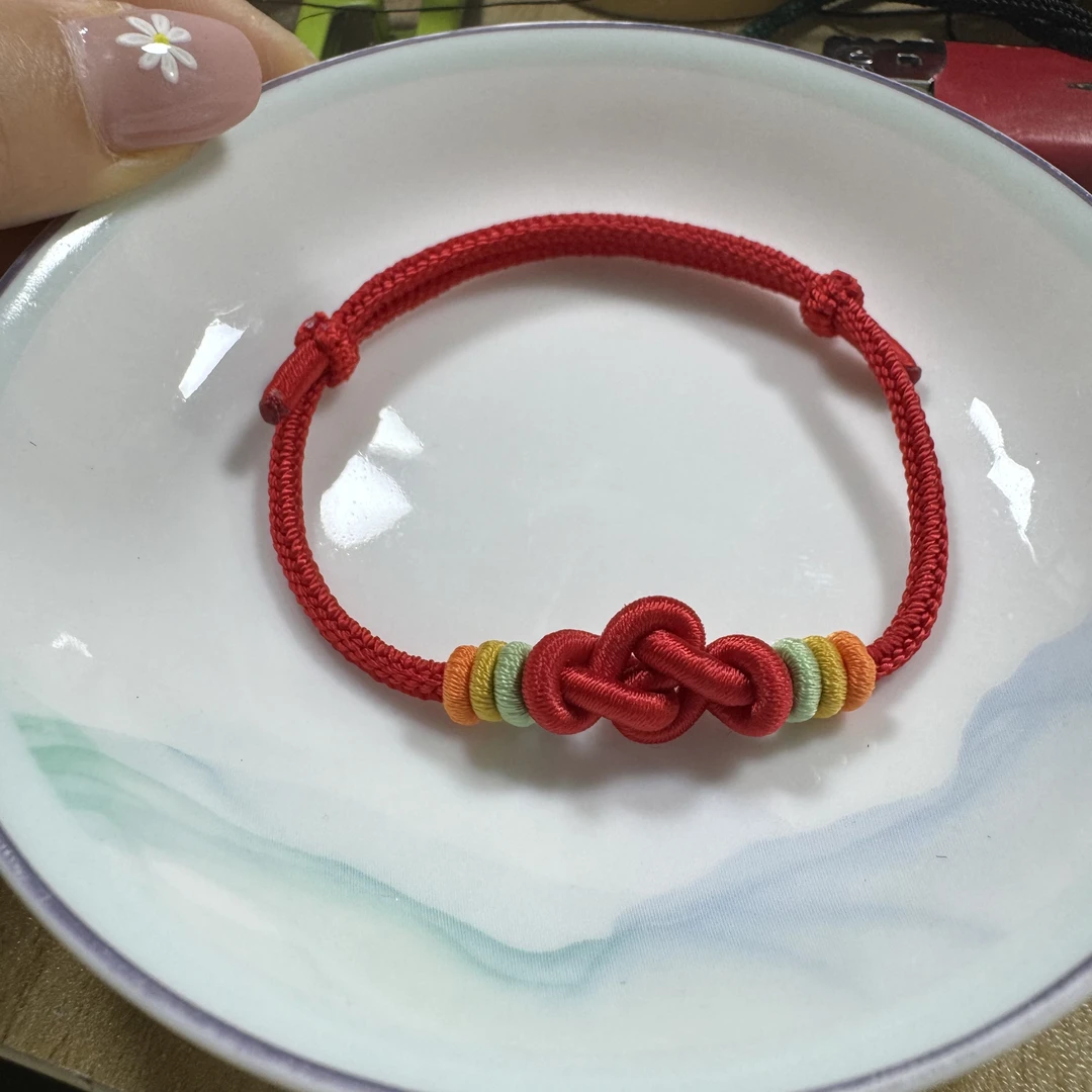 非金属锦纶手链 纯手工编织圆满线圈本命年红绳手链饰品幸运手绳