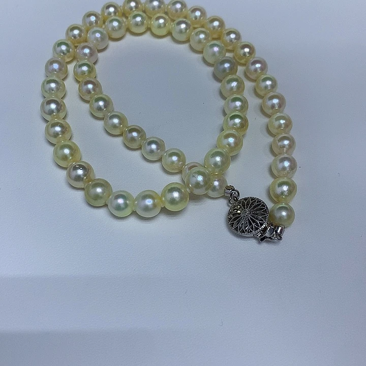 海水珍珠银S925镶嵌项链7-8