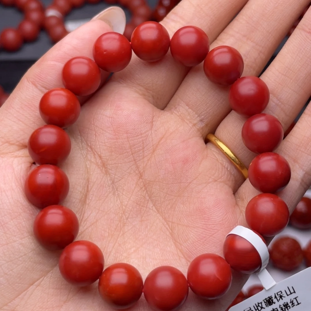 南红玛瑙未镶嵌手串Y11mm收藏满红满肉锦红手串