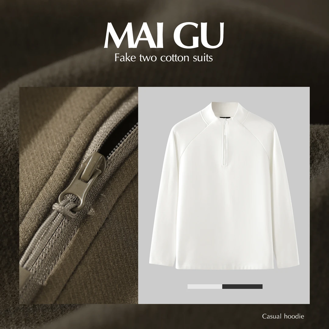 【MAIGU】原创设计小立领双面德绒磨毛内搭百搭保暖舒适拉链打底衫