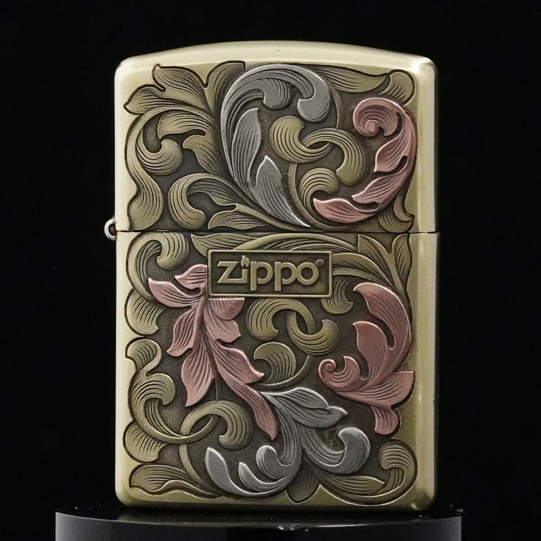 ZIPPO打火机正品/紫铜镶嵌【大叶唐草】盔甲男士收藏【凯亚1】DYJ1