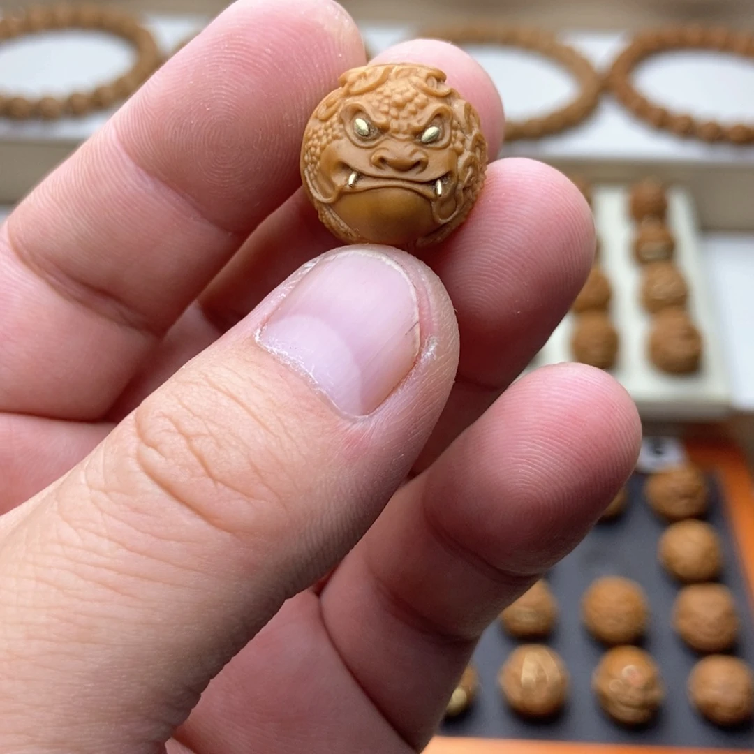 文玩核桃吊坠金*宝猴头核桃单颗龙蛇之变镶嵌福利