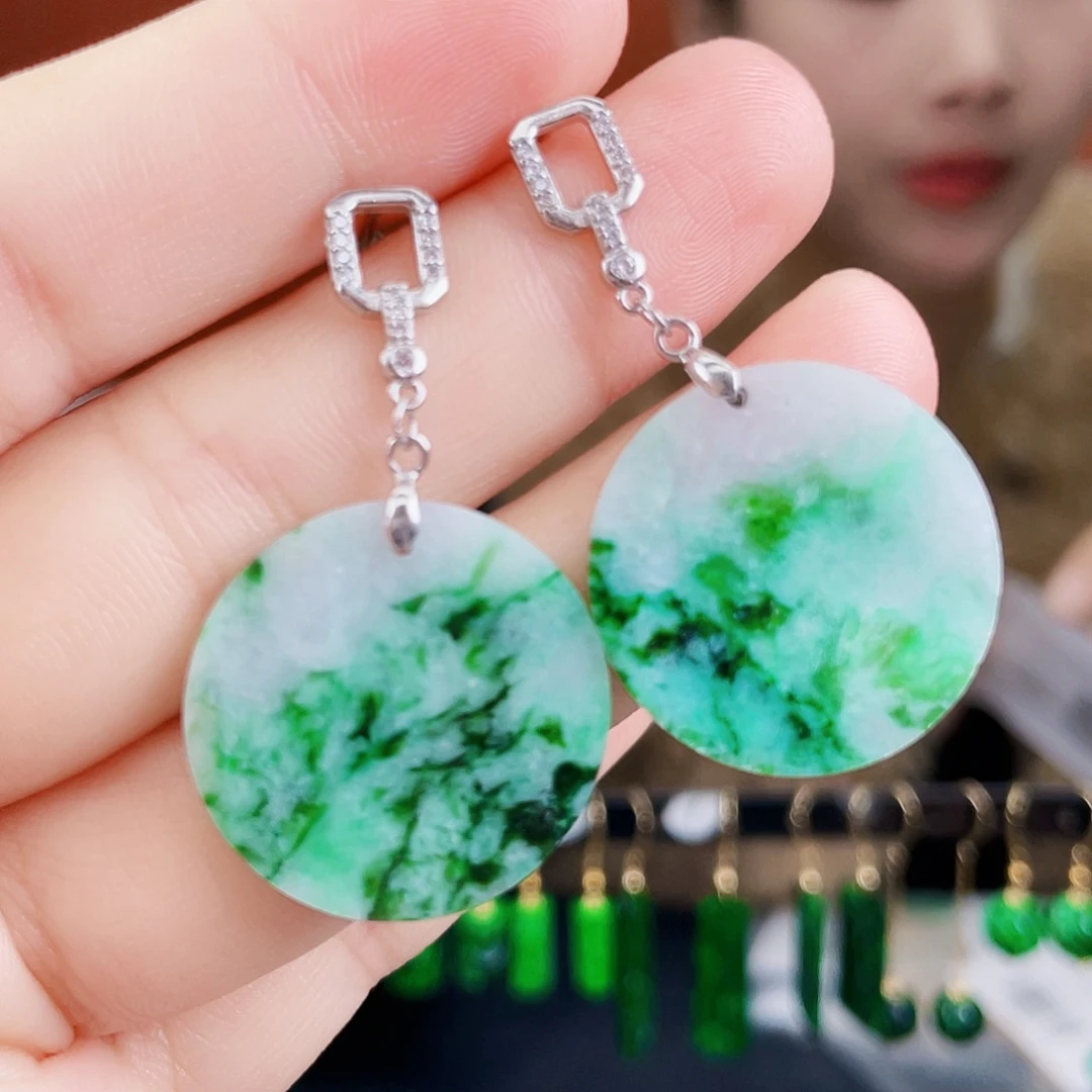 翡翠银S925镶嵌耳饰