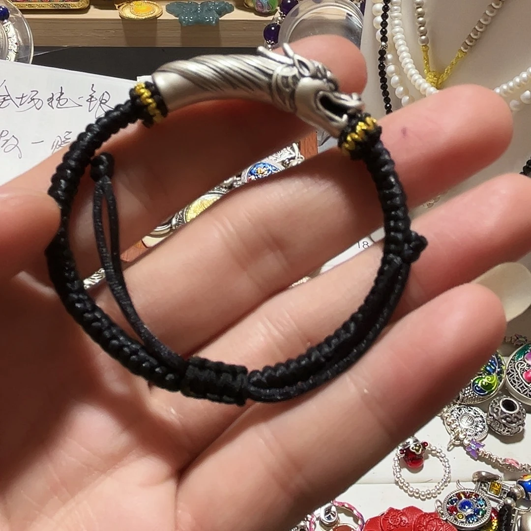 吊坠足银珐琅龙头