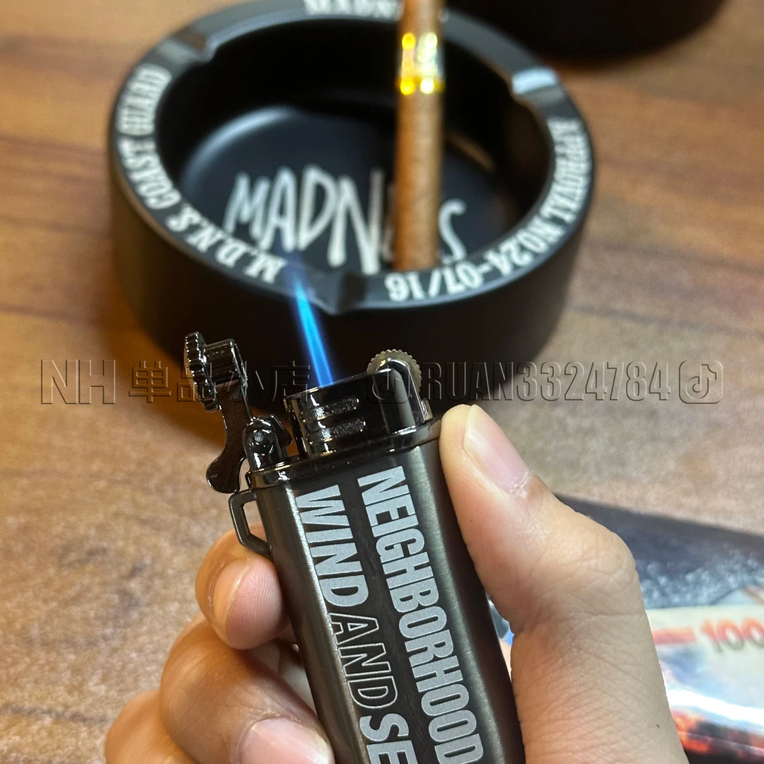 潮牌NBHD余文乐雪茄专用翻盖砂轮打火机推荐喷射型打火机网红款