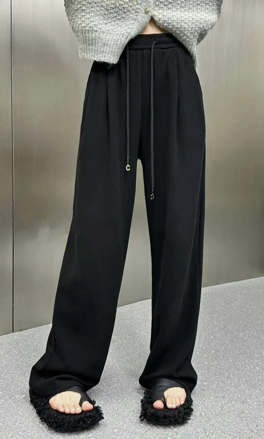 羊绒裤黑色直筒裤