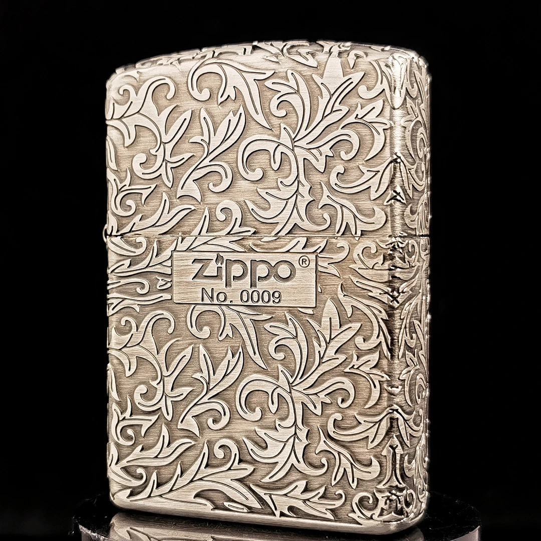 ZIPPO打火机正品/熏银唐草中标-盔甲五面雕刻【妖月】DYJ1